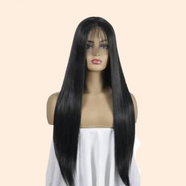 Black Synthetic Straight Lace Front Pre Plucked Wig